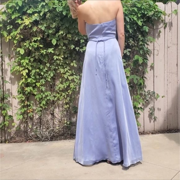 Vintage Watters and Watters Light Blue Strapless Chiffon Maxi Dress Size 2 - Picture 5 of 13